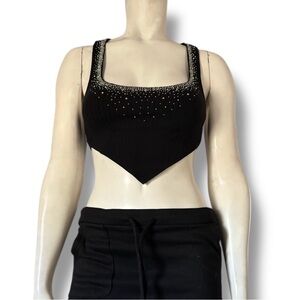 New Pink | DollsKill NWOT’s doubled lined bedazzled gemstone cropped Y2K top